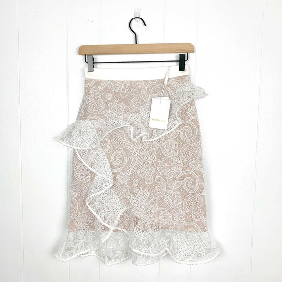 Self-Portrait Dresses & Skirts - NEW Self Portrait Ophelia White Lace Ruffle Skirt